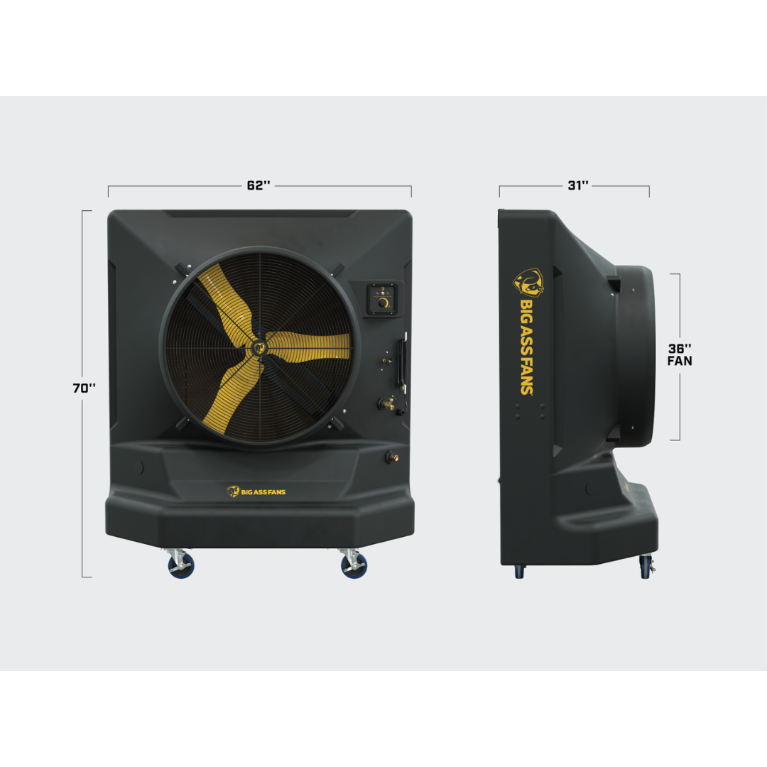Big Ass Fans Cool-Space 400 Evaporative Cooler E-400-3601 rear panel and cooling pad intake design