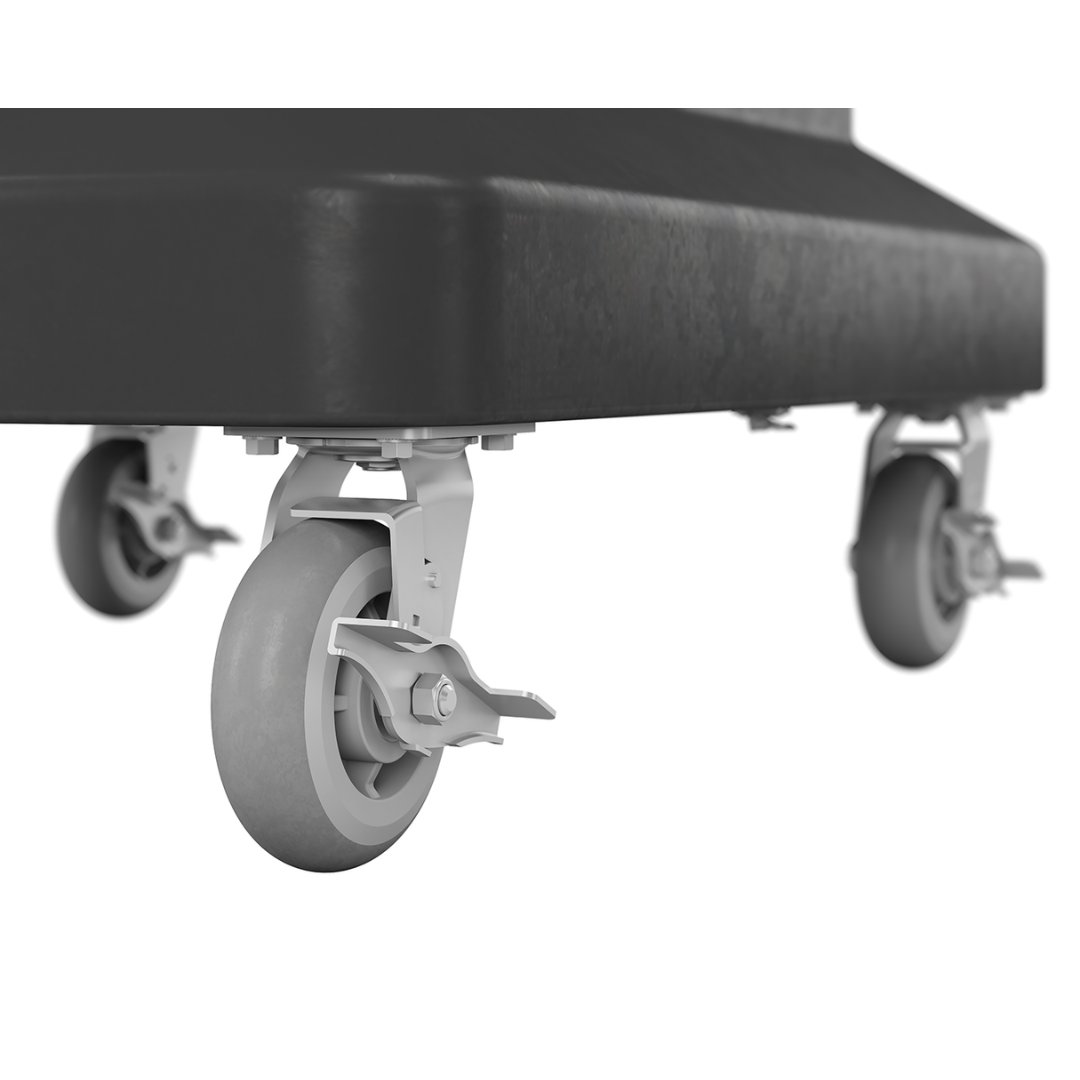Big Ass Fans Torrent Portable Misting Fan F-TOR1-3001 heavy-duty caster wheel close-up for portable mobility