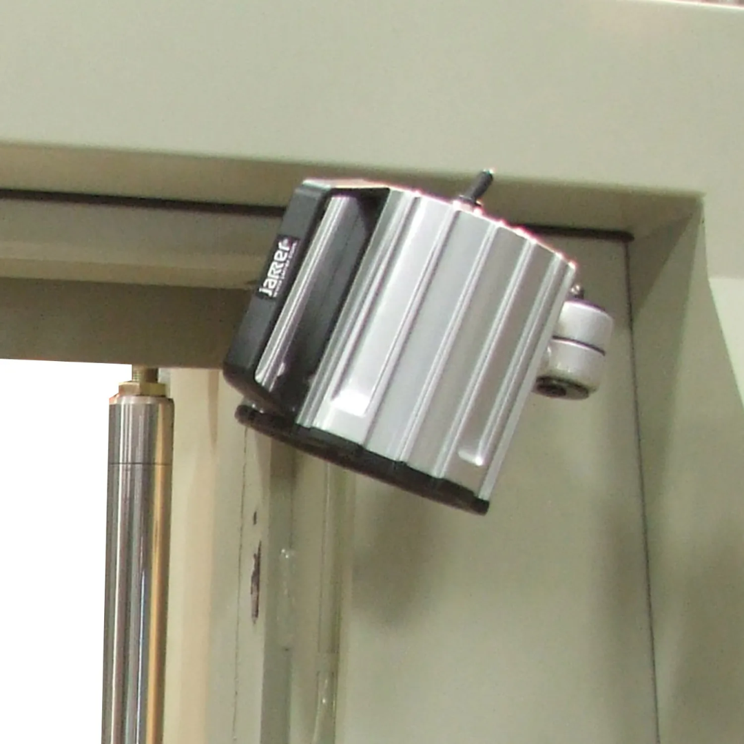 Blade guide assembly detail on Baileigh 14-Inch Semi-Auto Horizontal Bandsaw BS-360SA 1001582 designed for accurate blade tracking and improved cutting precision.