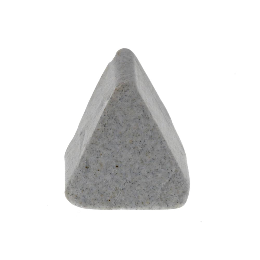 Burr King 3/8" x 1/4" Angle Cut Triangle P-20 Fast Cut Ceramic ACT50AL ceramic tumbling media with angle-cut triangular shape for aggressive deburring, edge radiusing, and surface finishing.