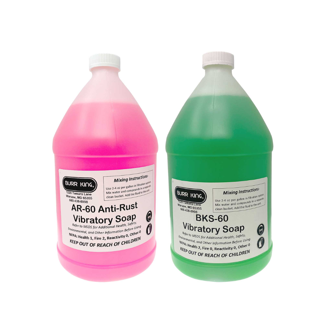Burr King Ceramic Starter Kit for M25/M40 SK25 with AR-60 and BKS-60 vibratory compounds included for cleaning, lubricating, and improving ceramic media finishing performance.