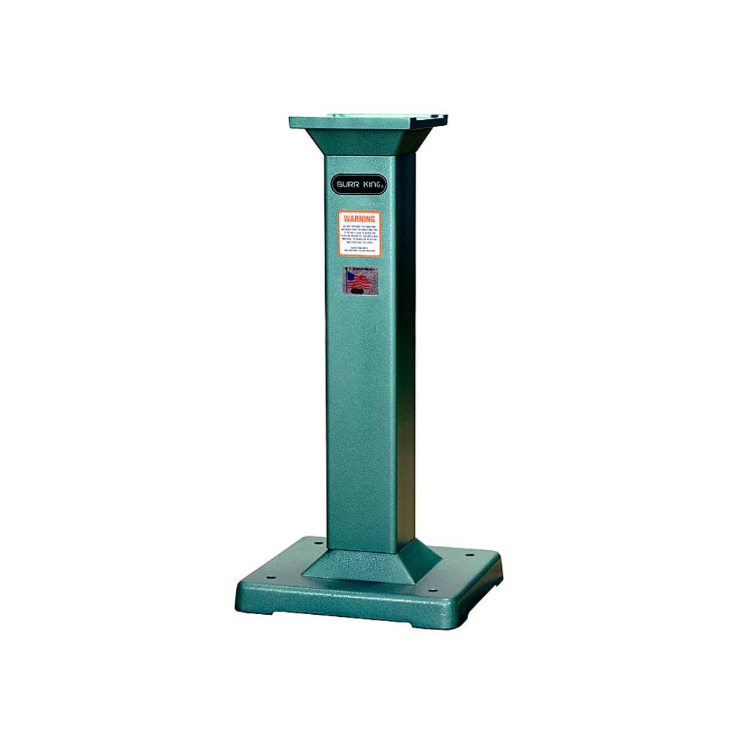 Burr King Fixed Height Pedestal – 32″ w/o Adapter Plate 02 front view featuring the heavy-duty fixed-height steel pedestal with cast iron base designed to support Burr King grinders and polishers without an adapter plate.