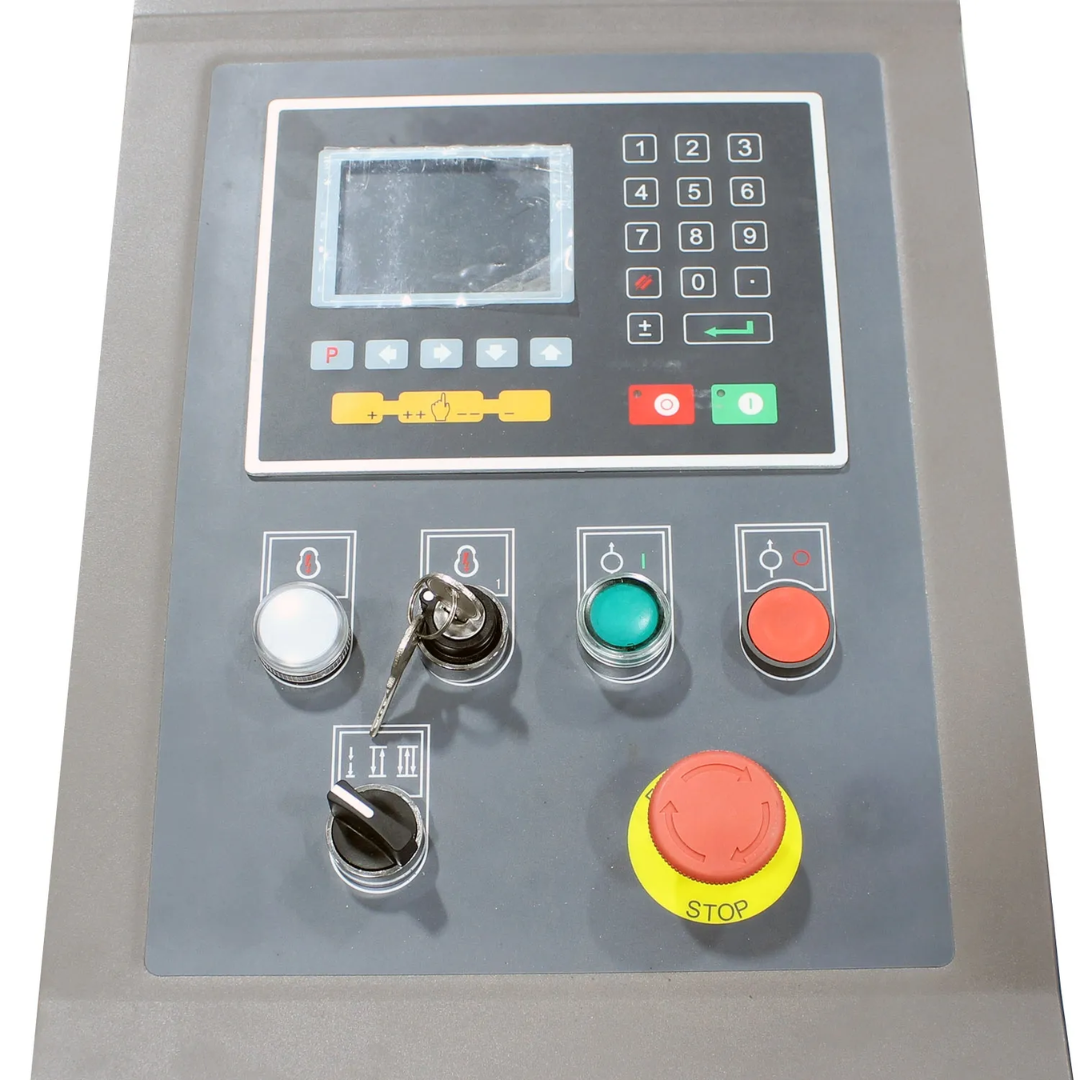 CNC control panel of Baileigh 70-Ton Hydraulic Press Brake BP-7098CNC 1000836 featuring programmable controls, digital display, and precision bending management functions.