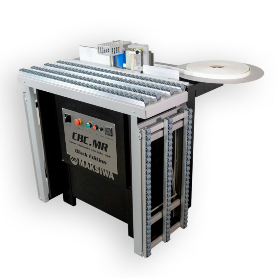 Cabinet Edgebander CBC.MR control panel close-up with start/stop buttons and digital temperature display
