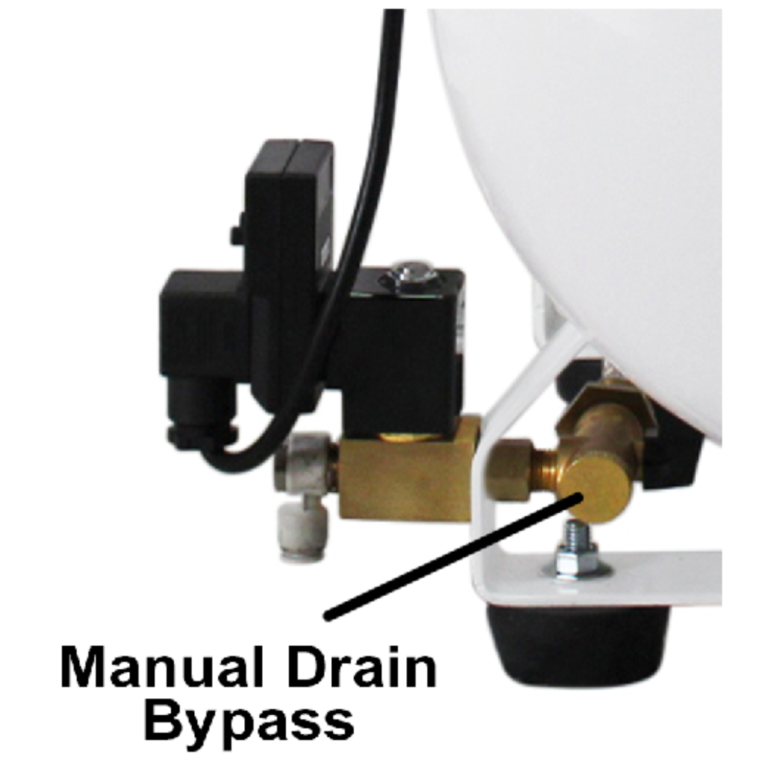 California Air Tools 10020CHAD-22060 Powerful 2.0 Hp Ultra Quiet Oil-Free 10 Gallon Air Compressor manual drain bypass feature