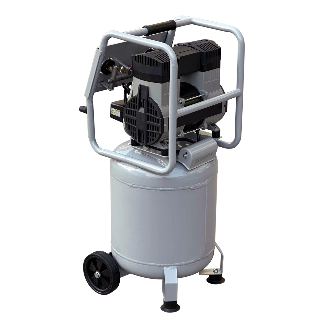 California Air Tools 10020C Ultra Quiet Oil-Free Powerful 2.0 Hp 10 Gallon Air Compressor dual piston pump system exposed