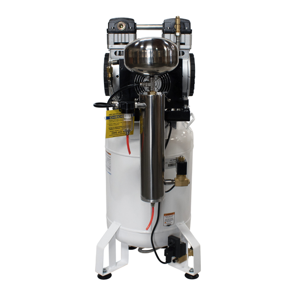 California Air Tools 10020DCAD-22060 2.0 Hp Ultra Quiet Oil-Free 10 Gallon Air Compressor angled view with dual piston pump
