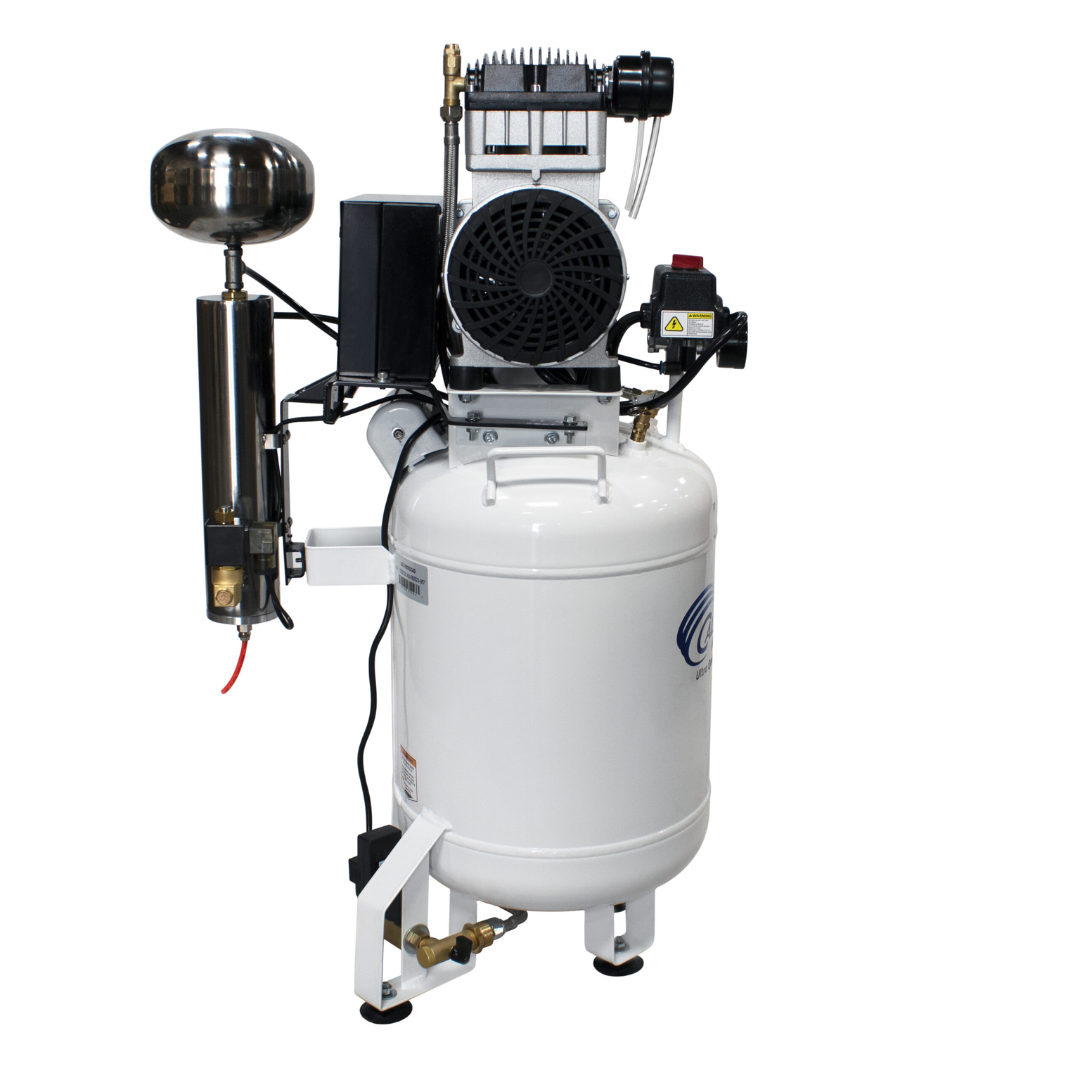 California Air Tools 10020DCAD-22060 2.0 Hp Ultra Quiet Oil-Free 10 Gallon Air Compressor dual motor configuration top view