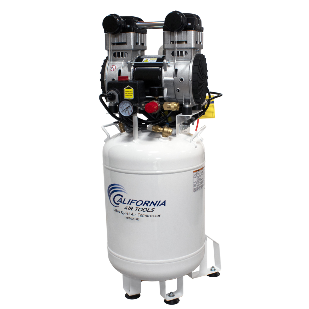 California Air Tools 10020DCAD Ultra Quiet 2.0 Hp Oil-Free 10 Gallon Air Compressor dual motor configuration top view