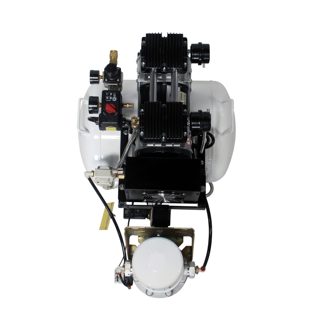 California Air Tools 10020HDCADC 10 Gallon Ultra Quiet Air Compressor rear view showing motor and pump layout