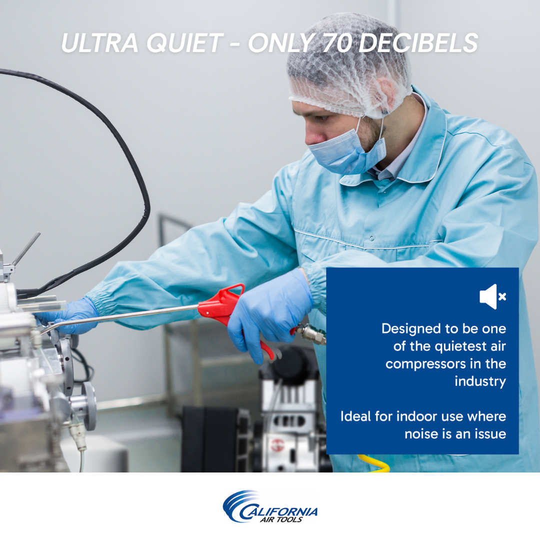 California Air Tools 10020HDCADC Ultra Quiet Air Compressor clean air application in medical or lab environment
