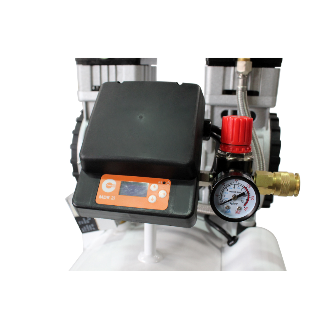 California Air Tools 10020SMHAD 2.0 Hp Ultra Quiet Air Compressor front angled tank and motor configuration