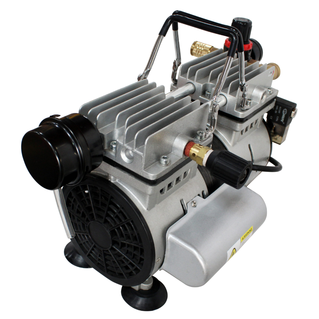 California Air Tools 10TL Ultra Quiet 1.0 Hp Oil-Free Tankless Air Compressor angled side view highlighting motor and pump assembly