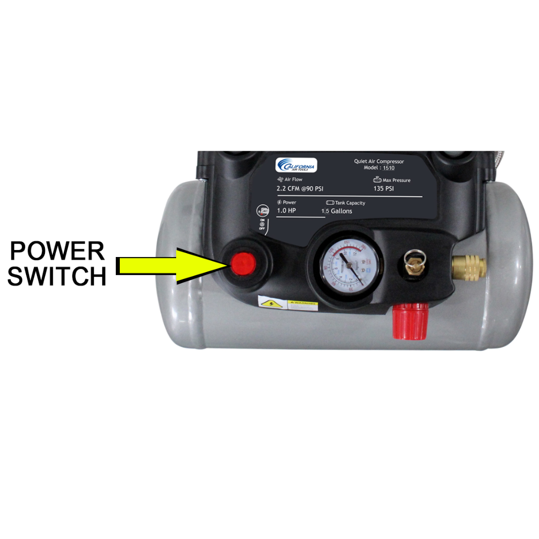 California Air Tools 1510 Quiet Air Compressor motor and pump assembly side profile