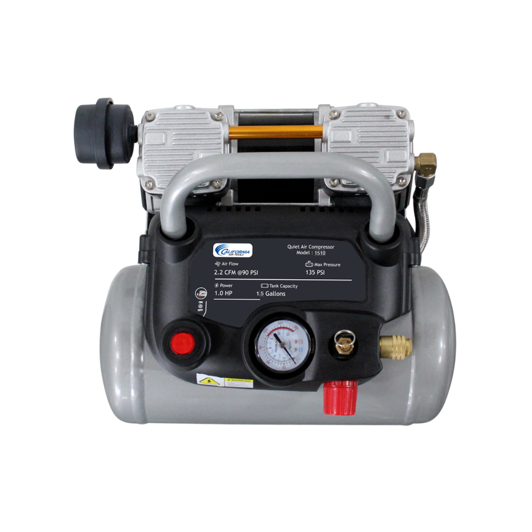 California Air Tools 1510 Quiet Air Compressor portable design with rubber feet and compact footprint