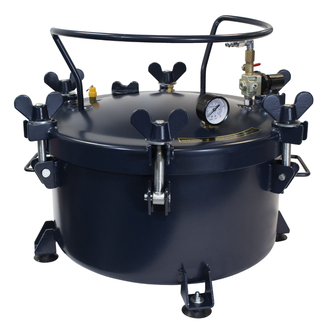 California Air Tools 1810C 10 Gallon Pressure Pot for Resin or Epoxy Casting with sealed steel tank and multi-clamp lid system