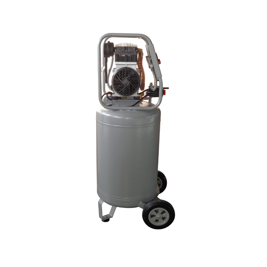California Air Tools 20015HP Ultra Quiet 1.5 Hp High Pressure Air Compressor rear view with wheels and handle