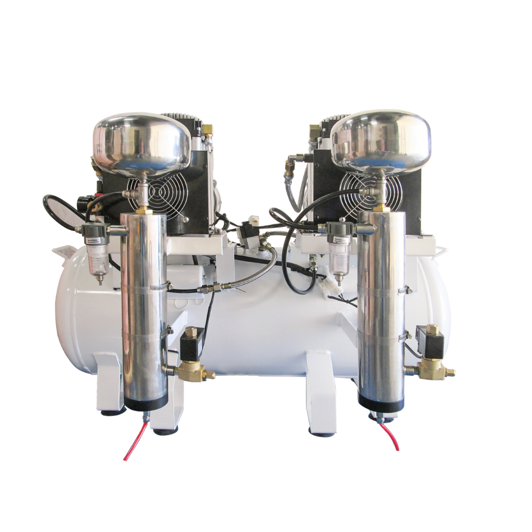 California Air Tools 20040DC Powerful 4.0 Hp Ultra Quiet & Oil-Free Air Compressor with 80% Air Drying System dual drying towers and filtration system close-up