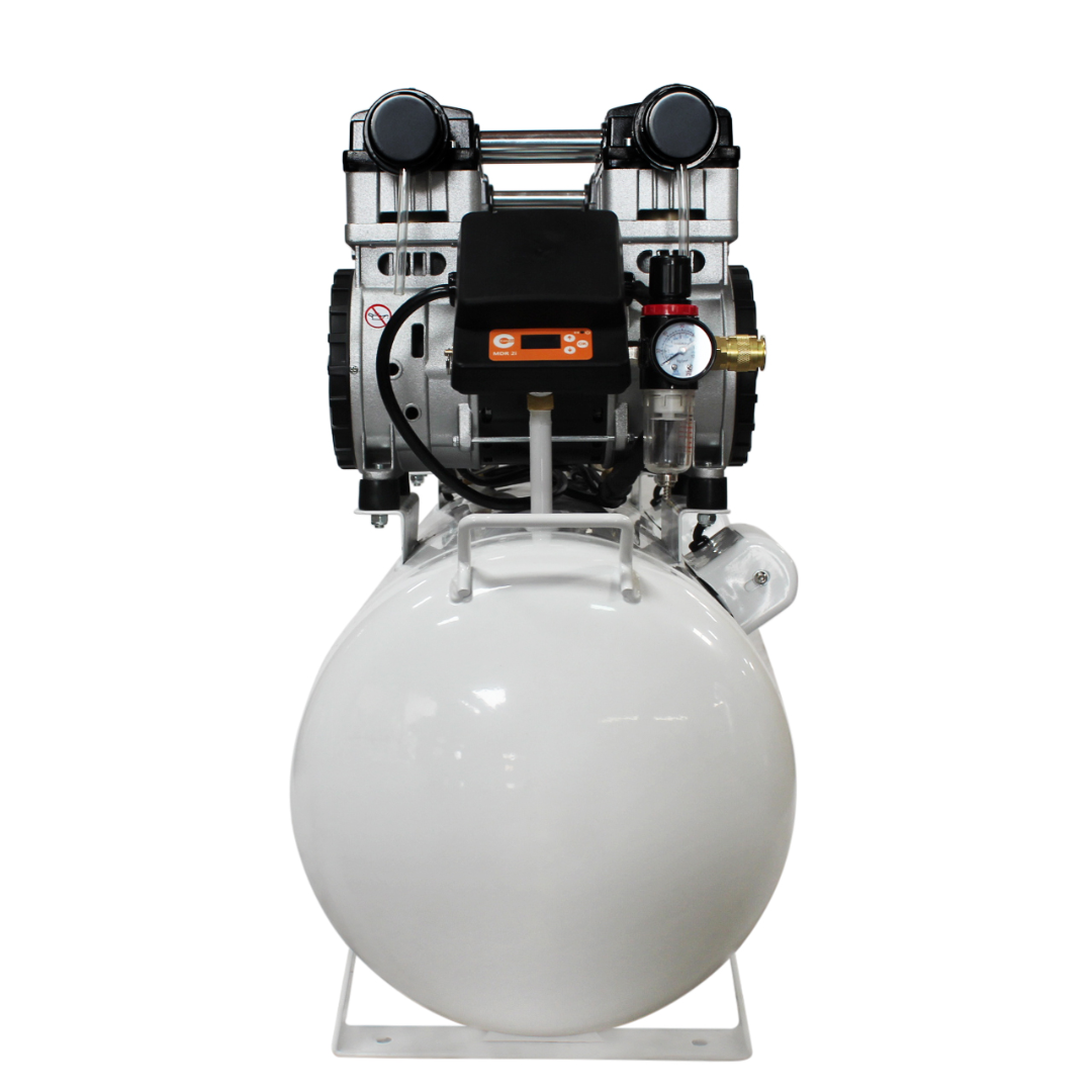 California Air Tools 20040SM Powerful 4.0 Hp SMART Ultra Quiet & Oil-Free 20 Gallon Air Compressor front elevated view