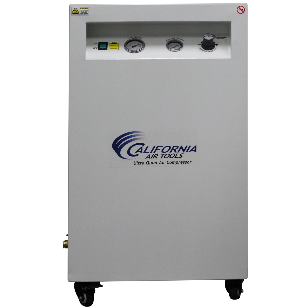 California Air Tools 20040SPCAD Ultra Quiet and Oil-Free 4.0 Hp Air Compressor in Sound Proof Cabinet with Auto Drain Valve full cabinet front view