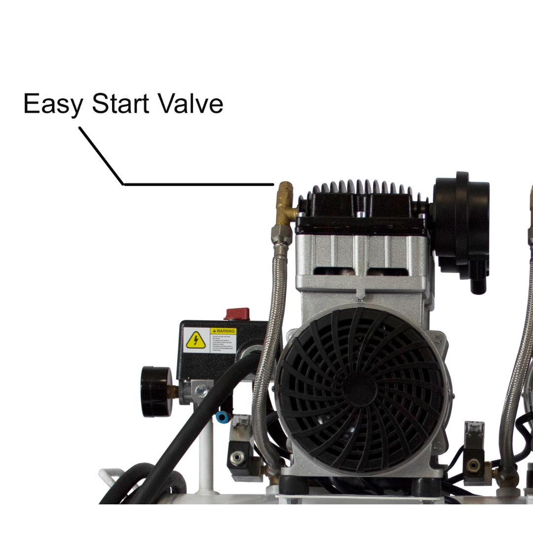 California Air Tools 20060CAD Powerful 6.0 Hp Ultra Quiet & Oil-Free 20 Gallon Air Compressor with Automatic Drain Valve Easy Start Valve feature close-up