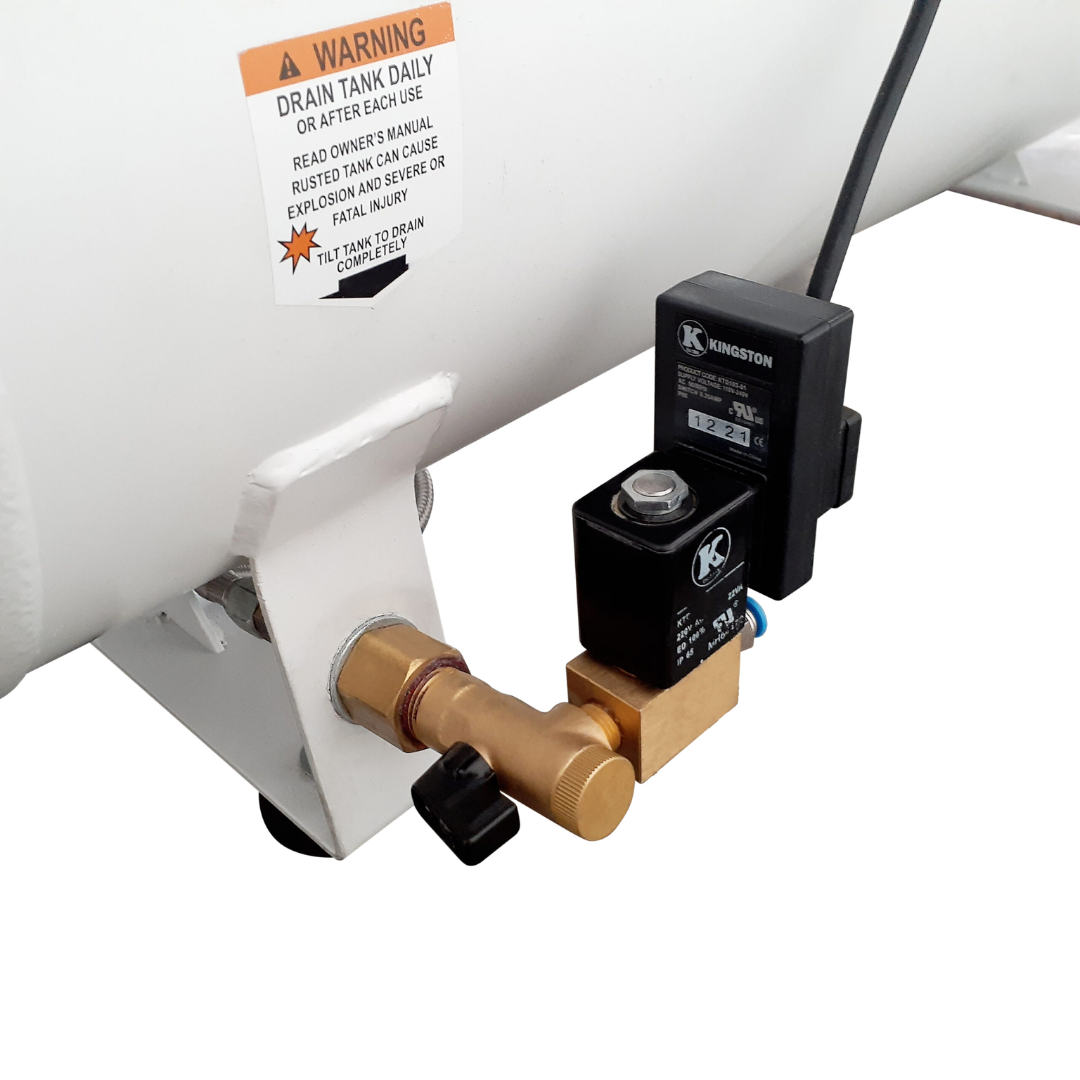California Air Tools 20060CAD Powerful 6.0 Hp Ultra Quiet & Oil-Free 20 Gallon Air Compressor with Automatic Drain Valve tank drain system detail