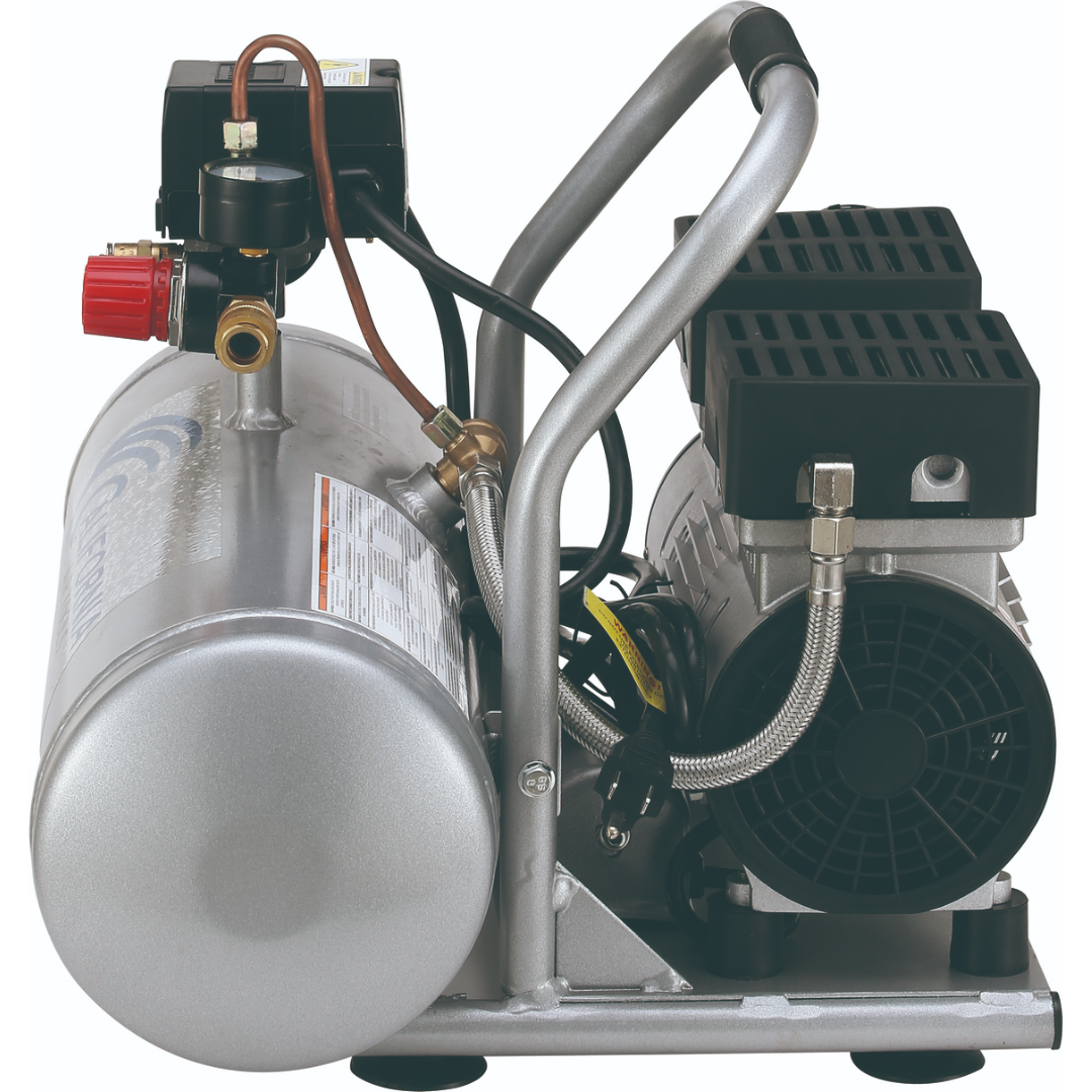 California Air Tools 2010A Ultra Quiet, Oil-Free, Lightweight 1.0 Hp 2 Gallon Air Compressor front tank view