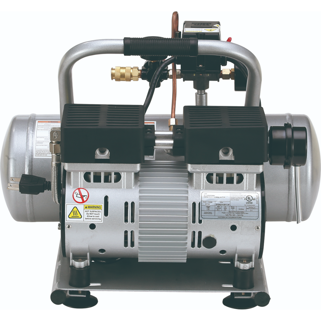 California Air Tools 2010A Ultra Quiet, Oil-Free, Lightweight 1.0 Hp 2 Gallon Air Compressor motor and fan cooling system