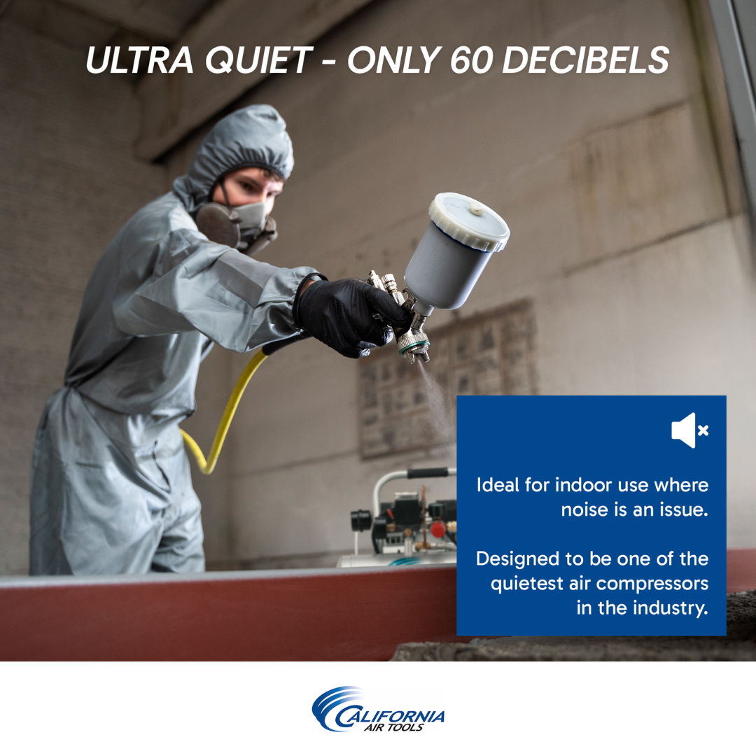 California Air Tools 2010A Ultra Quiet, Oil-Free, Lightweight 1.0 Hp 2 Gallon Air Compressor ultra quiet spraying application