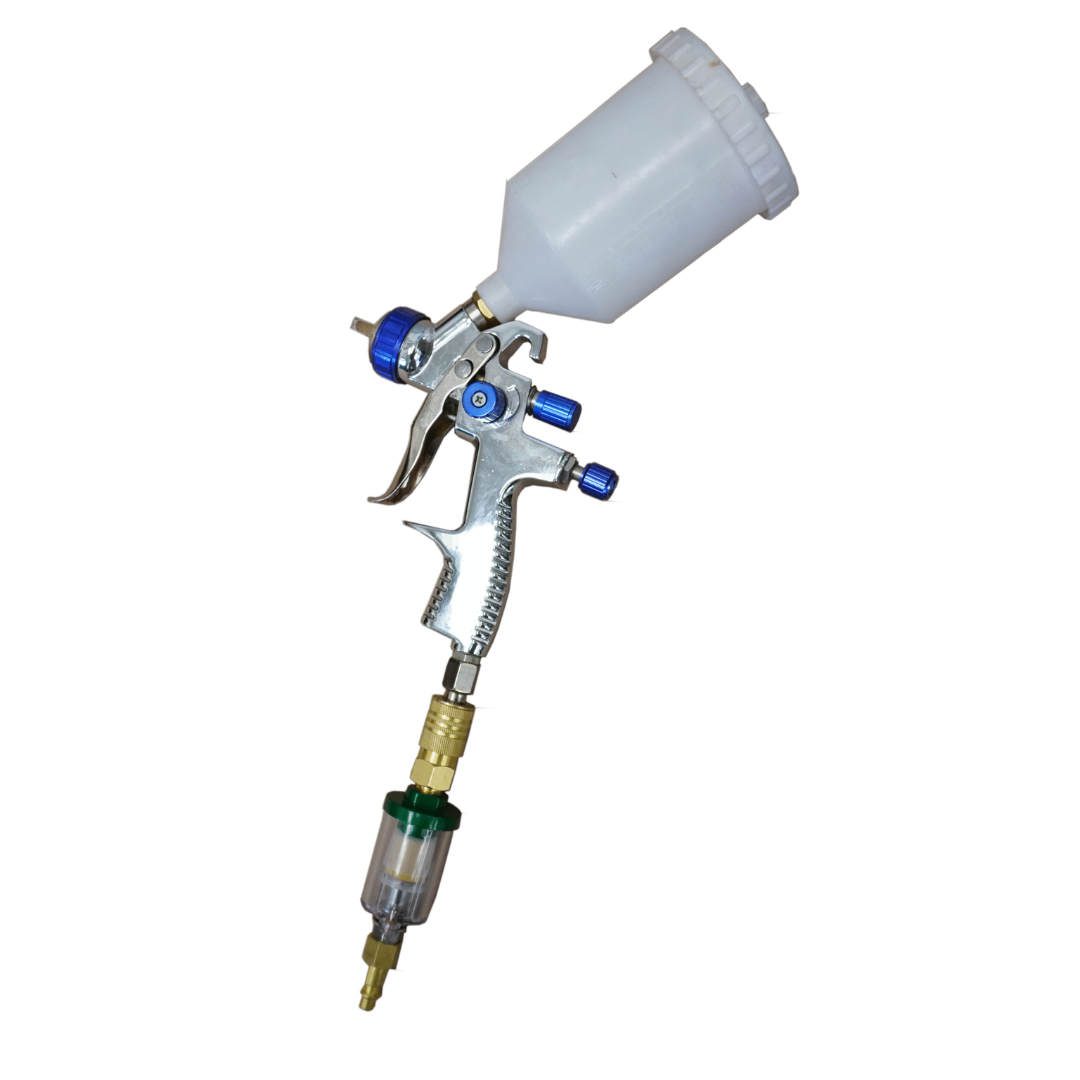 California Air Tools 317 Water (moisture) & Oil Separator Air Filter in-use with spray gun setup demonstrating clean air delivery for painting applications