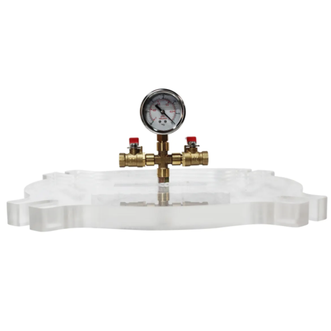 California Air Tools 365VK 5-Gal Pressure Pot Vacuum Kit with transparent vacuum lid and gauge assembly