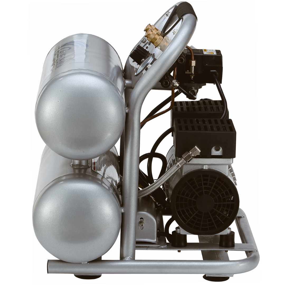 California Air Tools 4610S Ultra Quiet 1.0 Hp oil-free 4.6 gallon air compressor internal dual piston oil-free pump system view