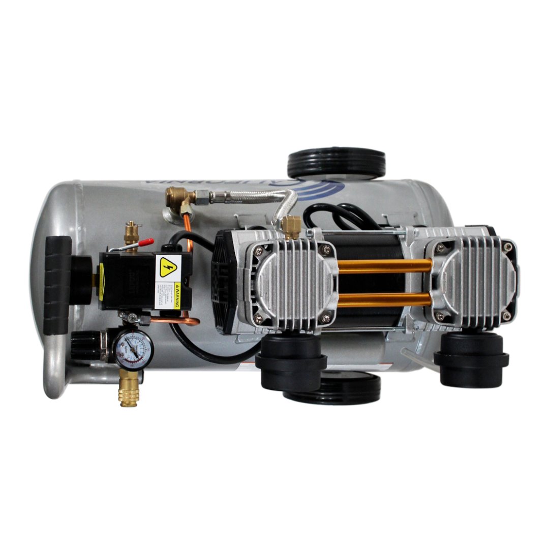 California Air Tools 4710W 4.7 Gal 1.0 Hp Quiet Air Compressor top view displaying motor housing and compressor head assembly