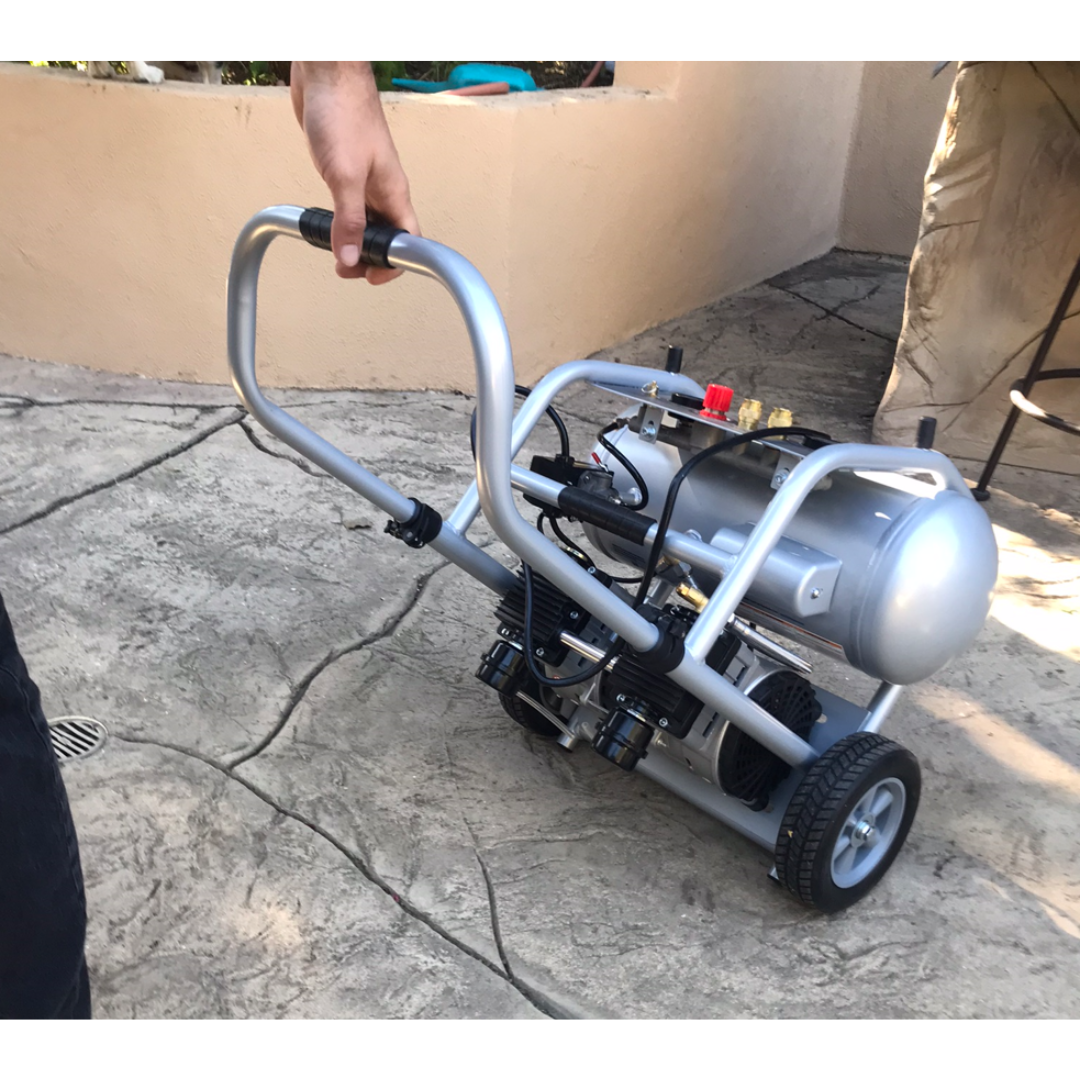 California Air Tools 5020W Powerful 2.0 Hp ultra quiet oil-free rugged 5 gallon air compressor real world usage on jobsite with mobility