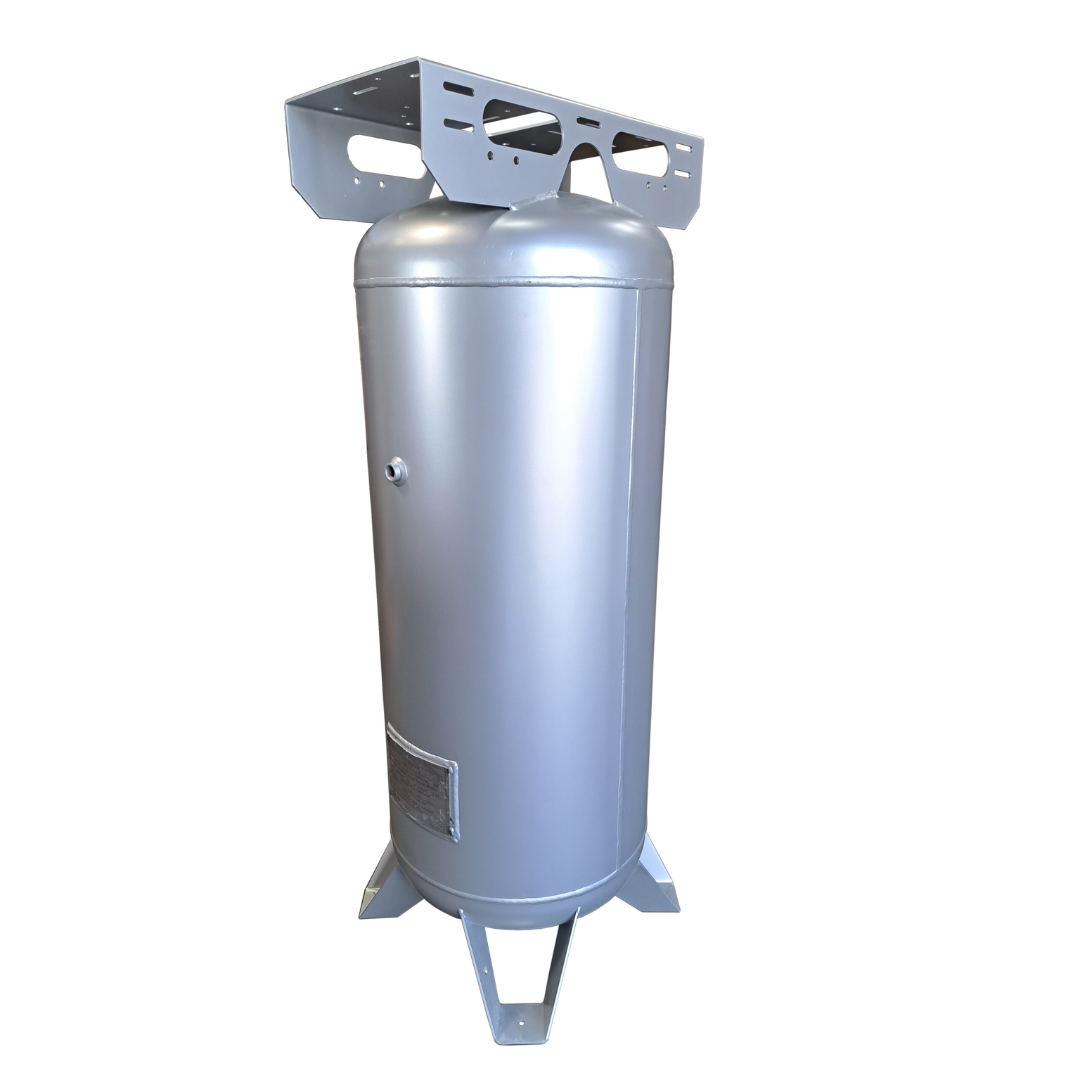 California Air Tools 60000-T 60 Gallon Steel ASME Air Receiver vertical tank with mounting legs and top plate bracket