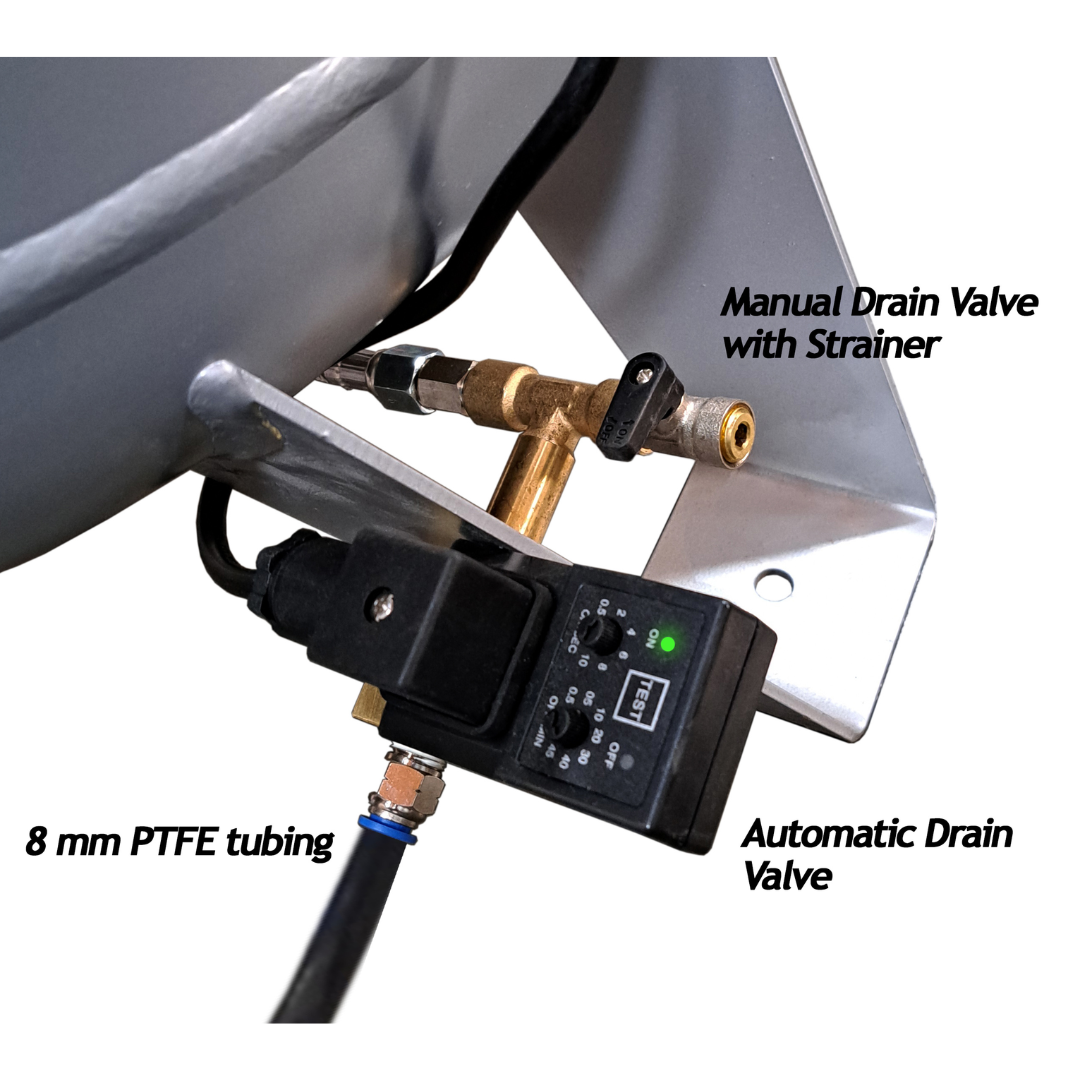 California Air Tools 60040CAD air compressor SMART controller and electrical connection components with wiring setup