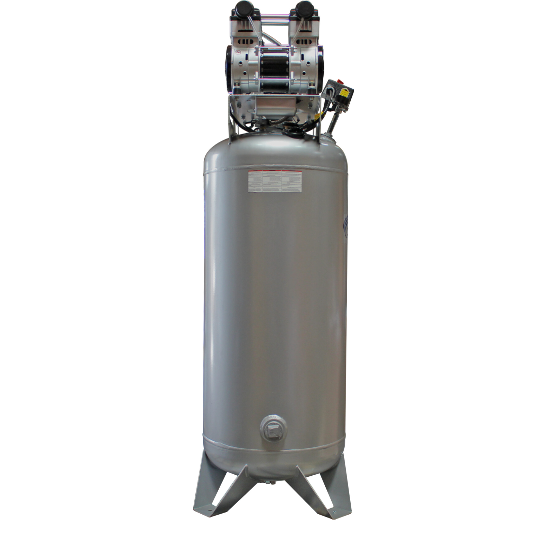 California Air Tools 60040CAD air compressor narrow profile view emphasizing compact vertical footprint