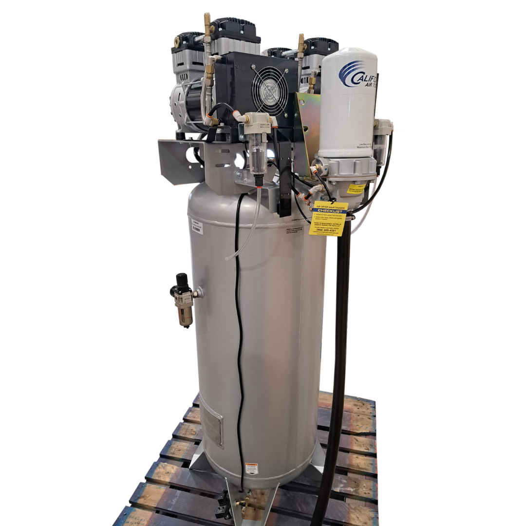 California Air Tools 60040DCADC air compressor dual motor top view showing SP series pump configuration.