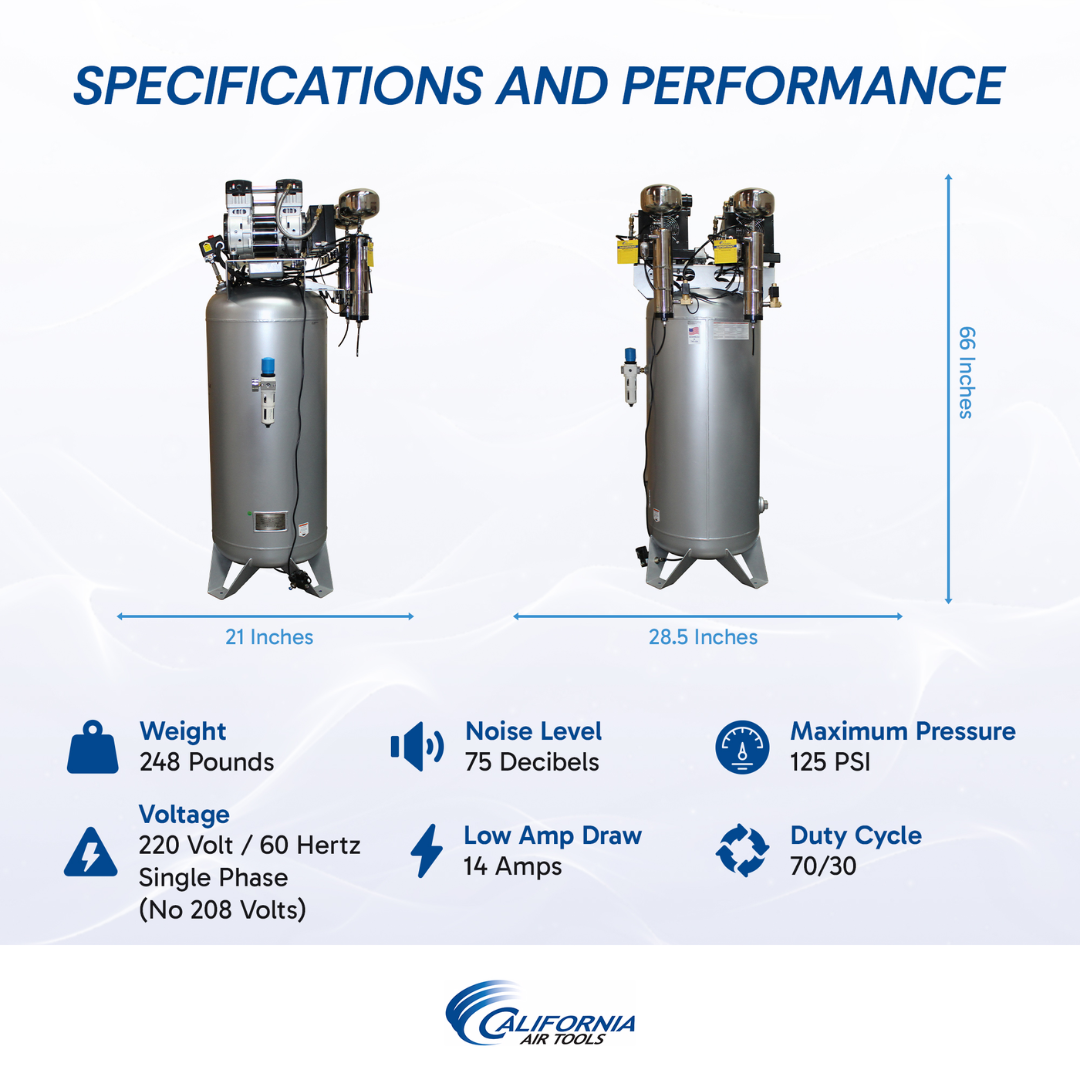 California Air Tools 60040DCAD air compressor technical specification diagram with dimensions and layout