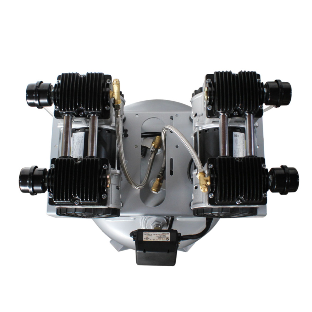 California Air Tools 60040SMAD air compressor dual motor top view highlighting SP series pump configuration