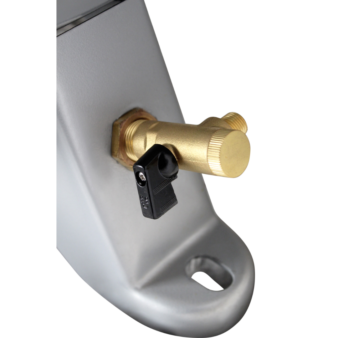California Air Tools 80060C Powerful 6.0 Hp Ultra Quiet & Oil-Free 80 Gallon Stationary Air Compressor brass drain valve close-up