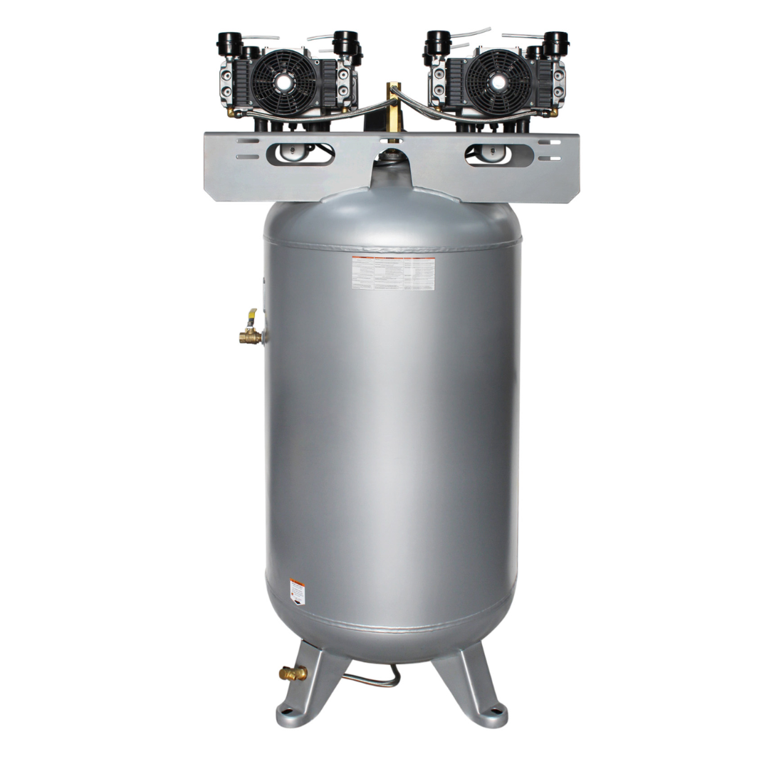 California Air Tools 80060C Powerful 6.0 Hp Ultra Quiet & Oil-Free 80 Gallon Stationary Air Compressor vertical tank front angle