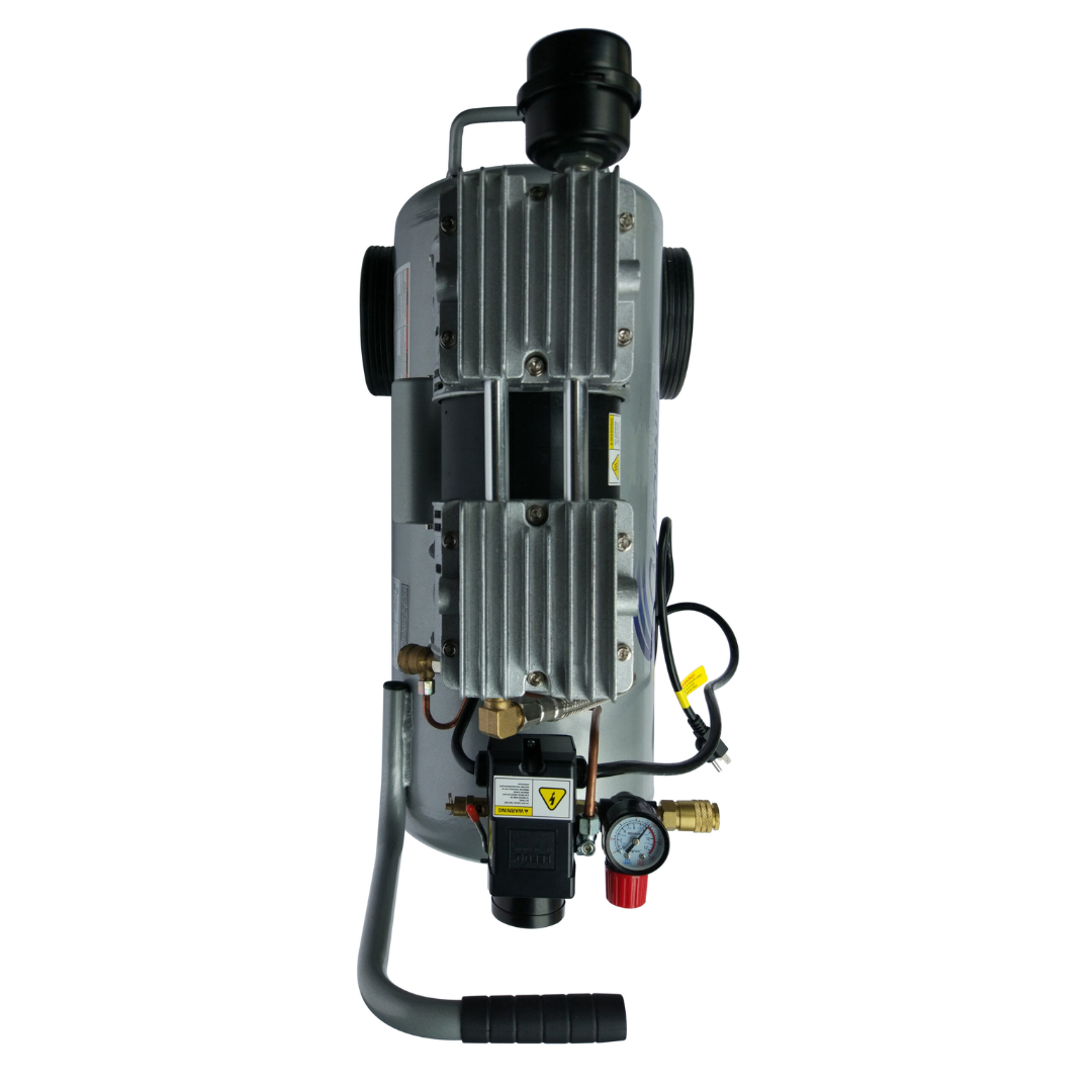 California Air Tools 8010A Ultra Quiet 1.0 Hp Oil-Free Lightweight Aluminum 8-Gallon Air Compressor compact side profile