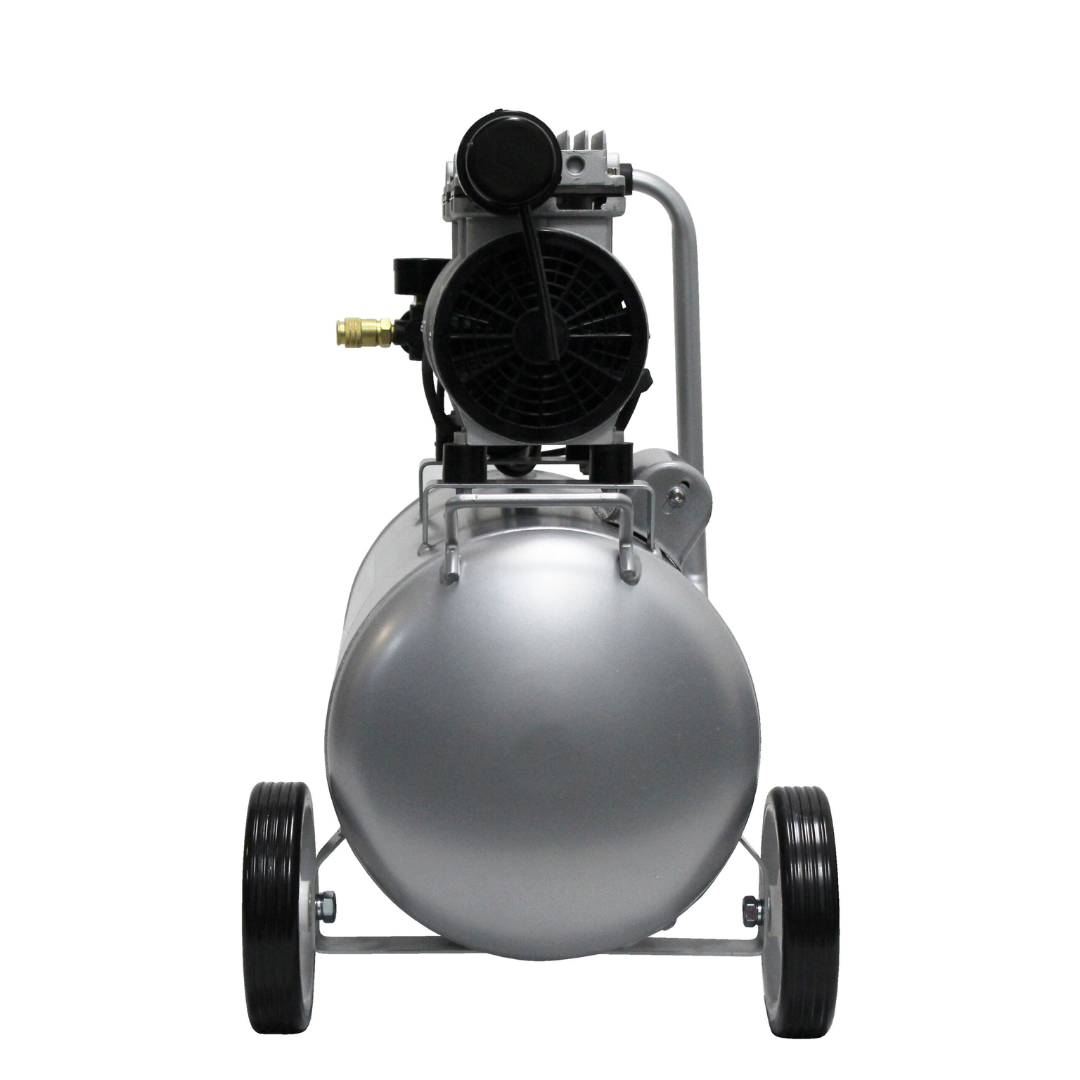 California Air Tools 8010 Ultra Quiet 1.0 Hp Oil-Free Lightweight 8-Gallon Air Compressor rear view with motor housing