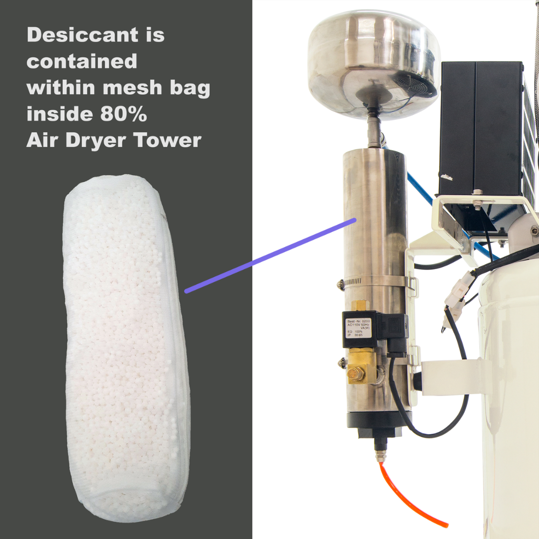 California Air Tools Activated Alumina desiccant beads in container for air dryer systems providing efficient moisture removal and air quality improvement
