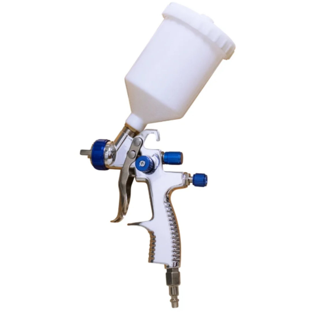 California Air Tools CAT-33000 LVLP Spray Gun with Gravity Feed Cup (Brand New) front view showing lightweight body and top-mounted paint cup