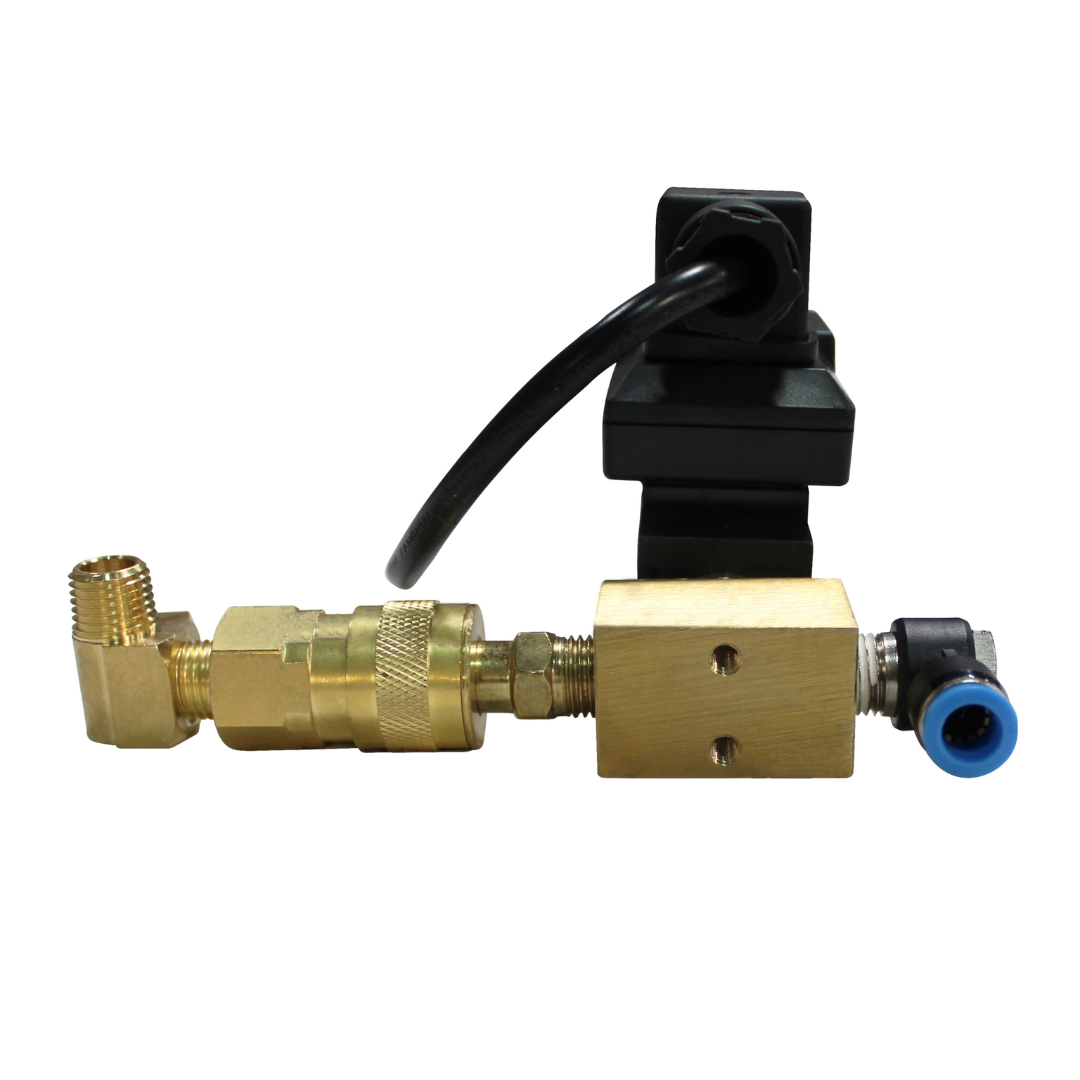California Air Tools EZ2321ADS AUTOMATIC DRAIN VALVE SHORT EXTENSION KIT close-up showing valve body and short extension brass connection