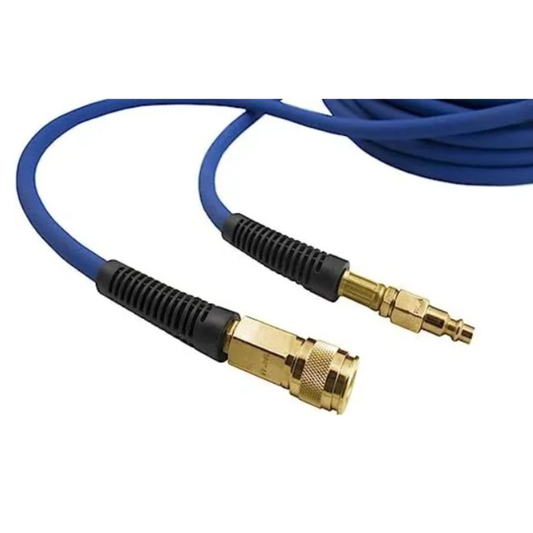 California Air Tools Hybrider Flex 1/4in 25 Foot Hybrid Air Hose HFH25.25 straight layout showing hose length and end fittings