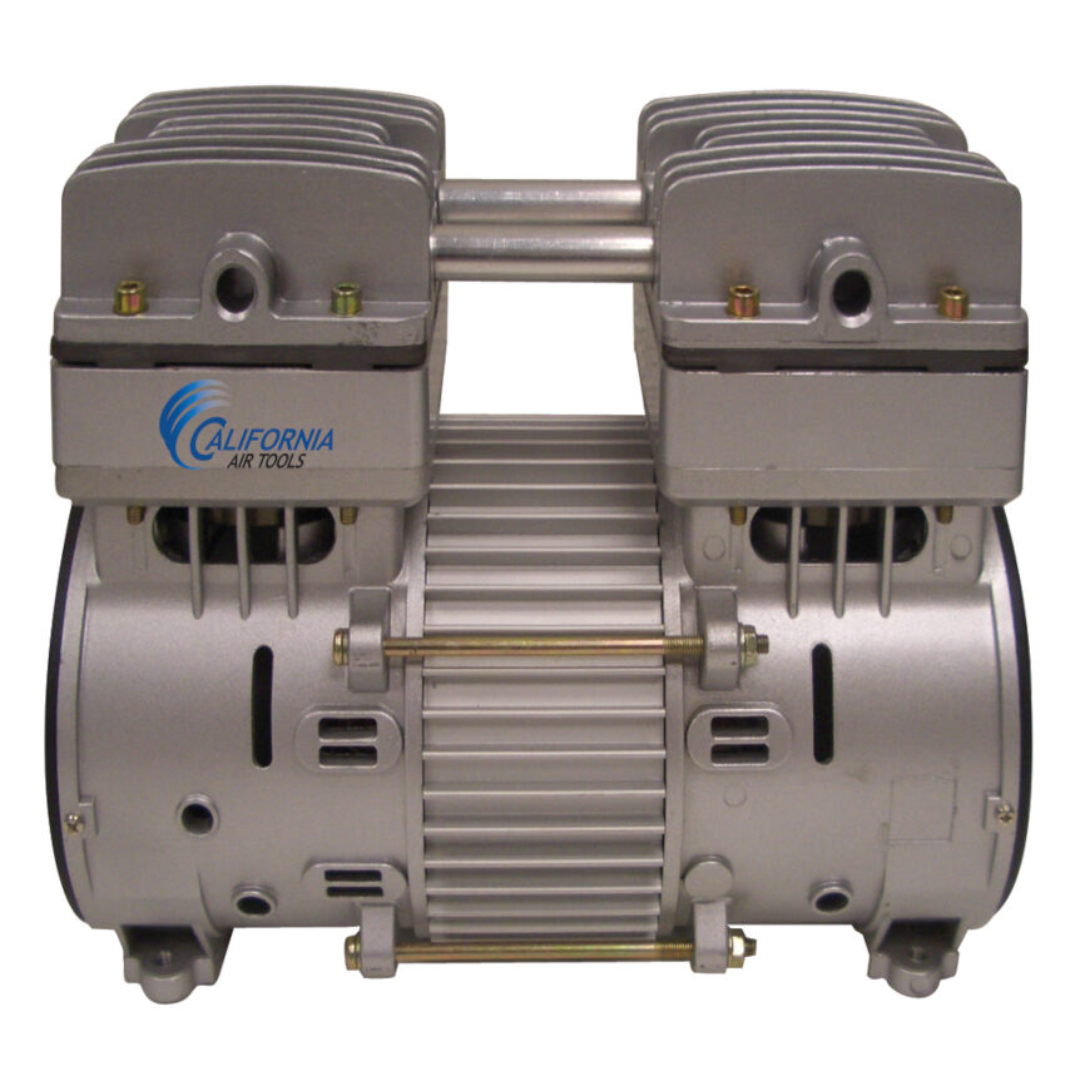 California Air Tools MP-100LF (110v 60hz) 1.0 Hp Motor-Pump – Long Life front view showing dual piston motor pump assembly with aluminum construction