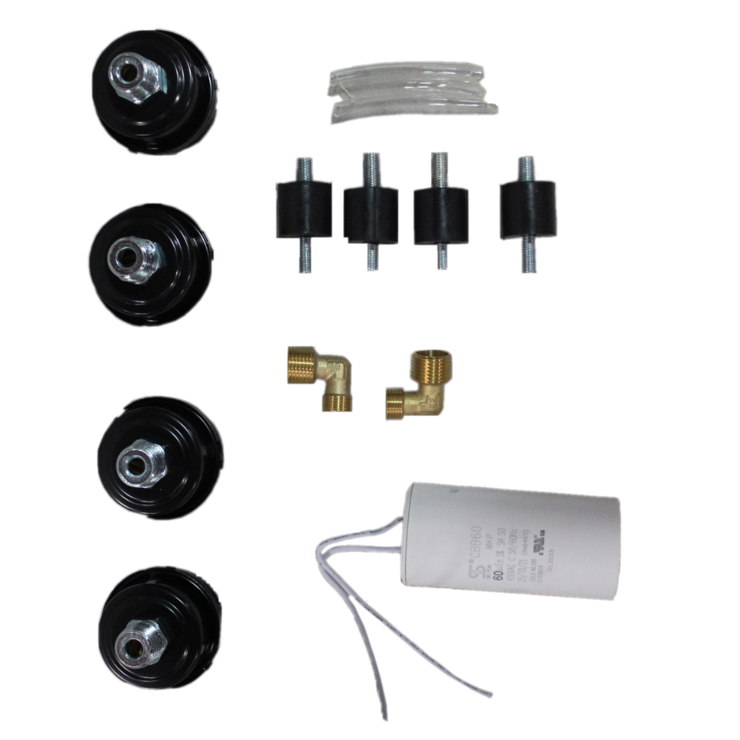 California Air Tools OLF-2800 3.0 Hp Ultra Quiet & Oil-Free Motor Pump (208/220v 60hz 1-phase) 91440 included components and fittings display